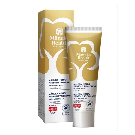 Manuka Health Pastă de dinți fără fluor, cu miere de Manuka MGO 400+, Propolis și ulei de Manuka 75g Manuka Health Pastă de dinți fără fluor, cu miere de Manuka MGO 400+, Propolis și ulei de Manuka 75g